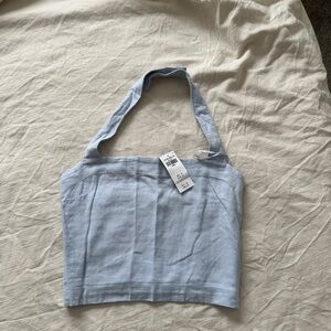 Cropped linen halter top